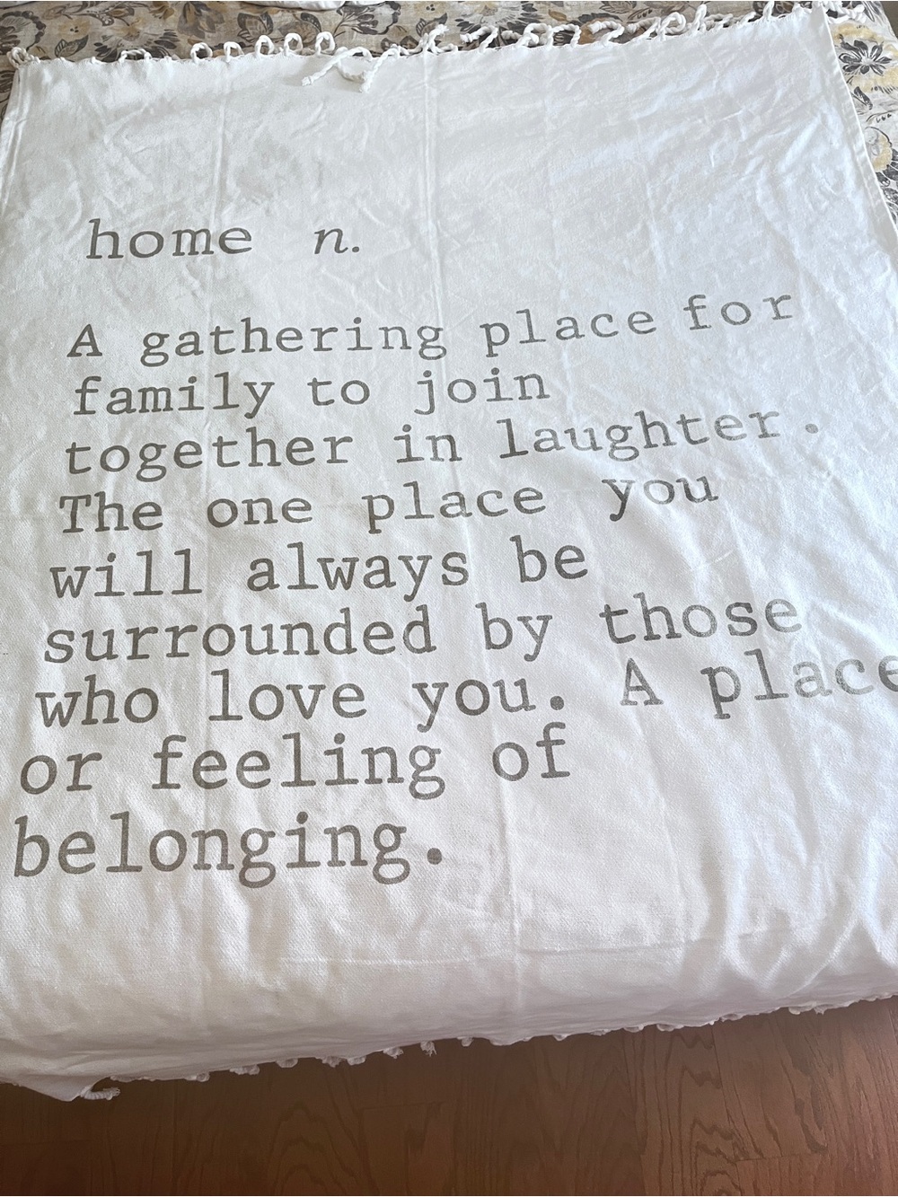 Mud Pie Home Print Fringed White Throw Blanket - 60x50